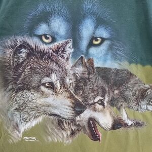 Vintage Polar Graphics T-Shirt Unisex M Arctic Wolves Wolf Green 2-Tone Cotton‎